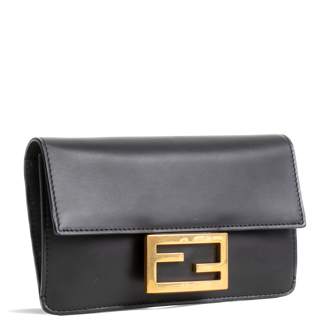 FENDI Flat Baguette Leather Mini Crossbody- Black – ALB