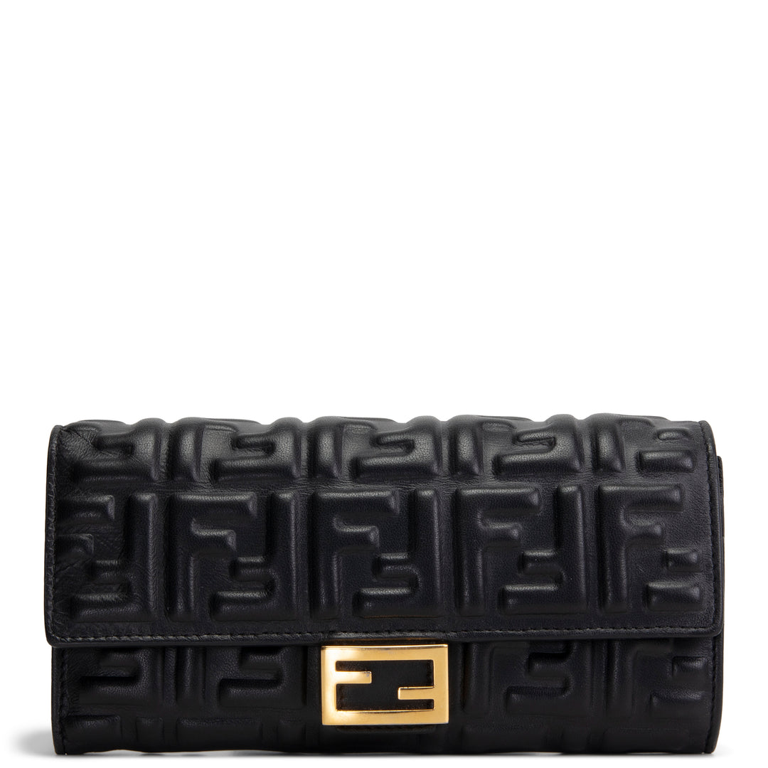 FENDI Zucca Embossed Continental Wallet - Black