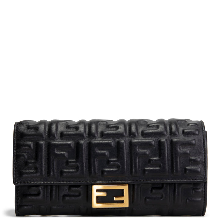 FENDI Zucca Embossed Continental Wallet - Black