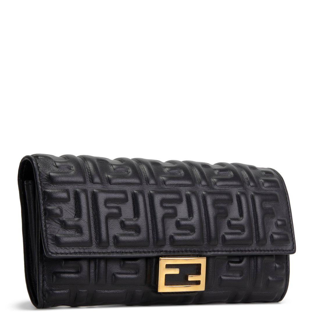 FENDI Zucca Embossed Continental Wallet - Black
