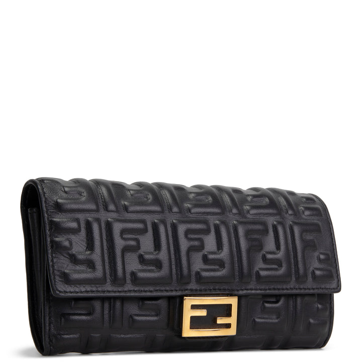 FENDI Zucca Embossed Continental Wallet - Black