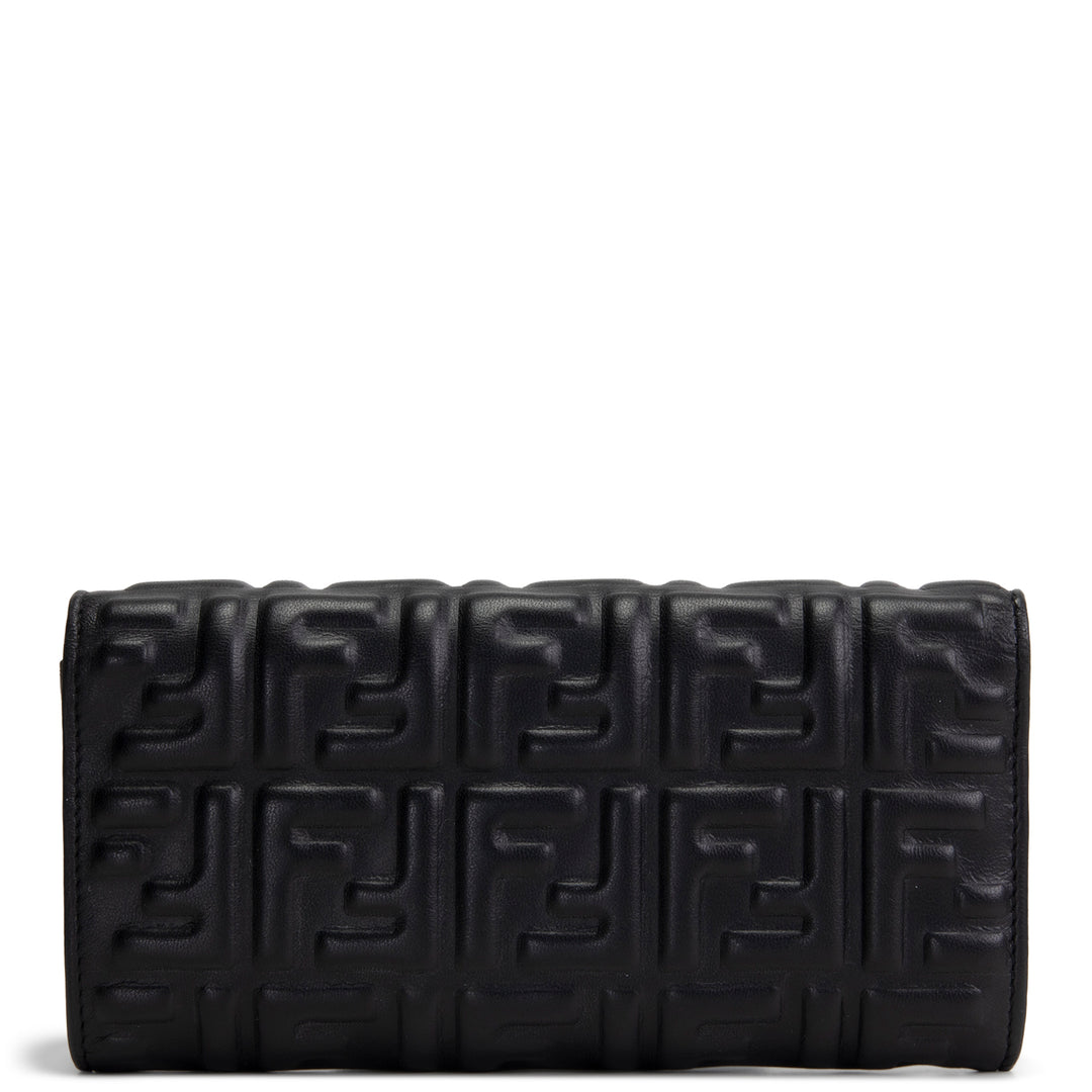 FENDI Zucca Embossed Continental Wallet - Black
