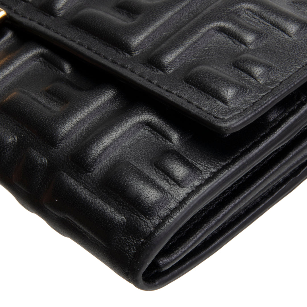 FENDI Zucca Embossed Continental Wallet - Black