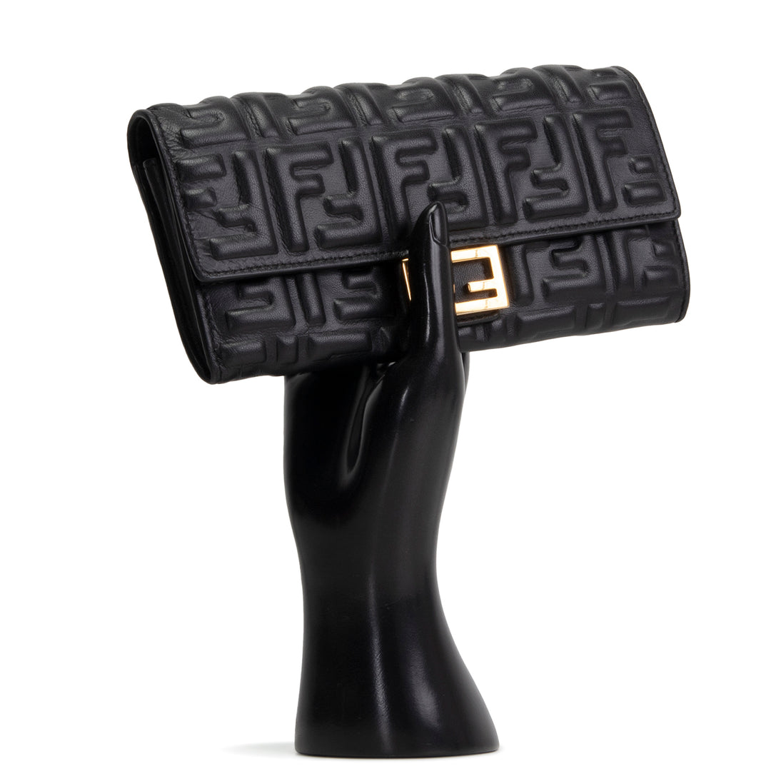 FENDI Zucca Embossed Continental Wallet - Black
