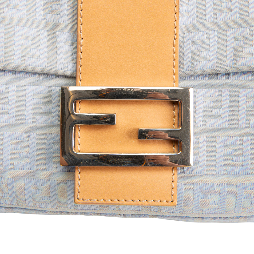 FENDI Baguette Zucchino Shoulder Bag - Baby Blue