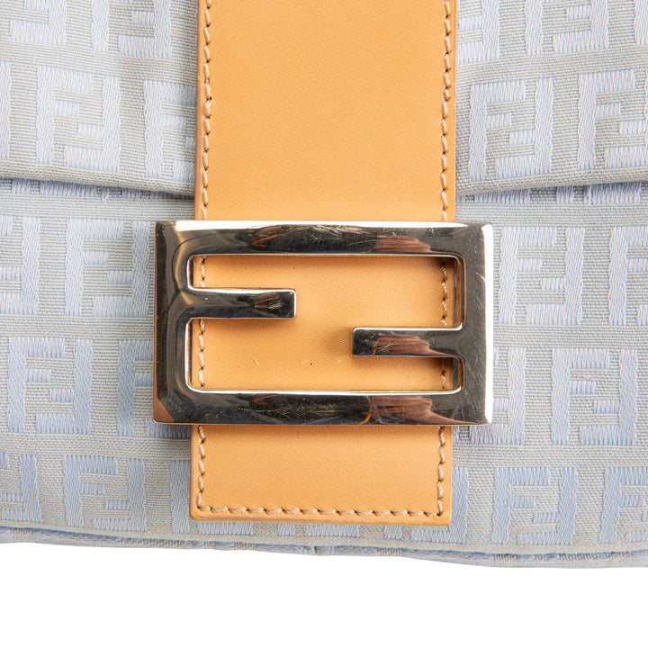 FENDI Baguette Zucchino Shoulder Bag - Baby Blue