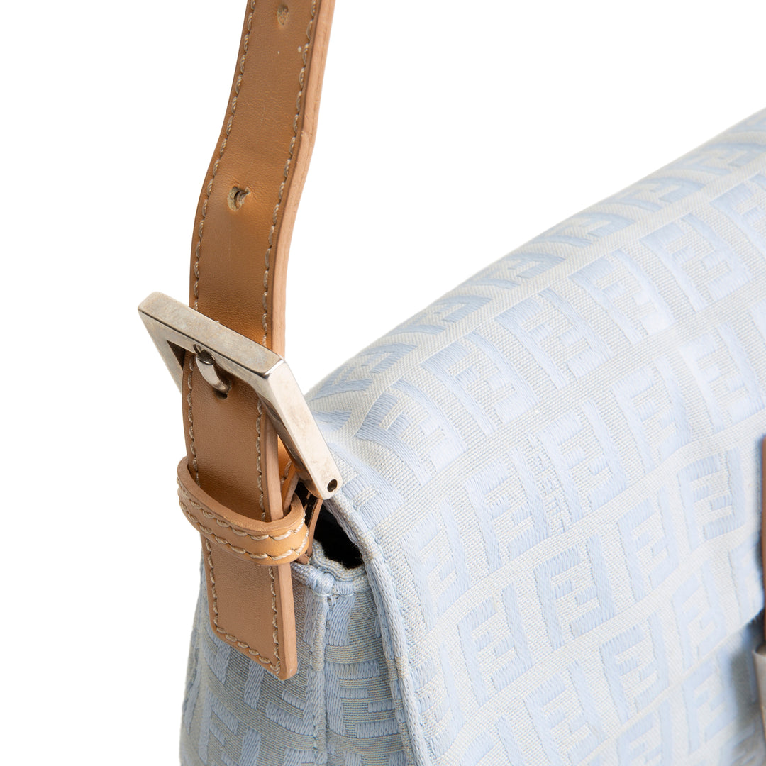 FENDI Baguette Zucchino Shoulder Bag - Baby Blue