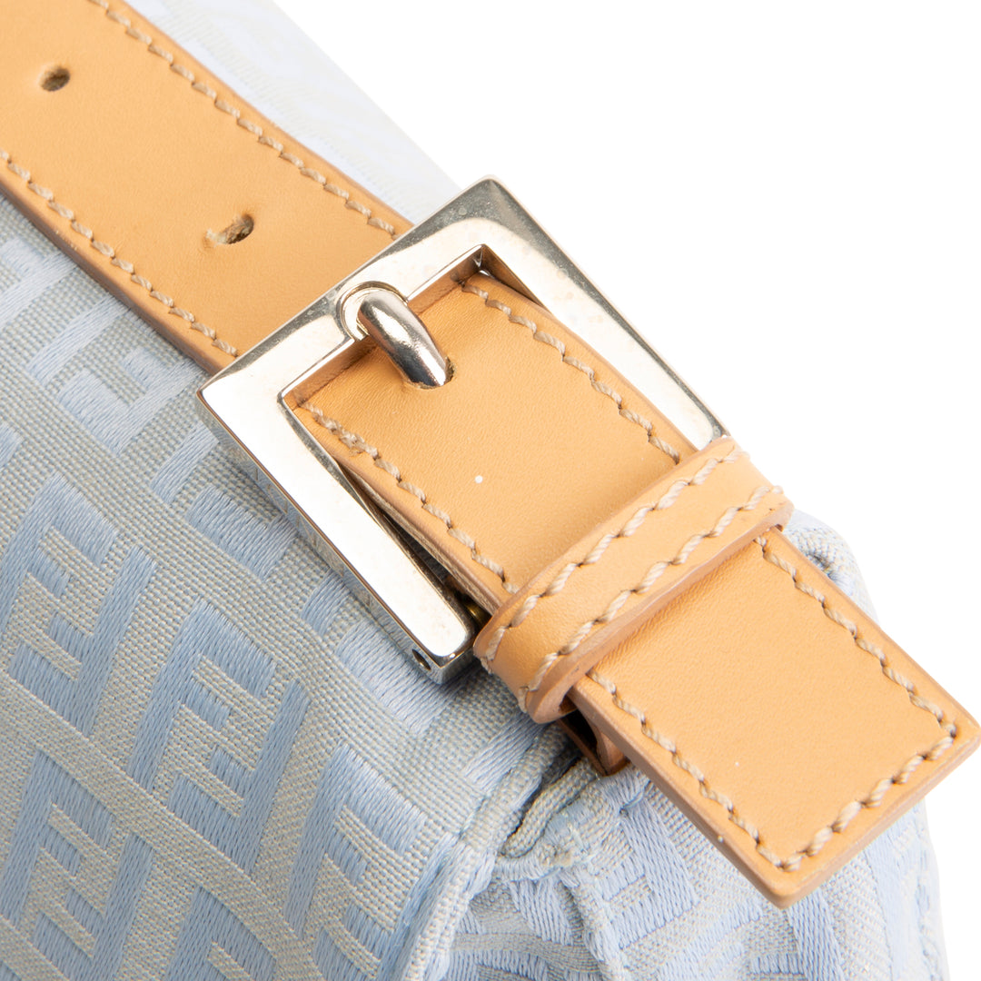 FENDI Baguette Zucchino Shoulder Bag - Baby Blue