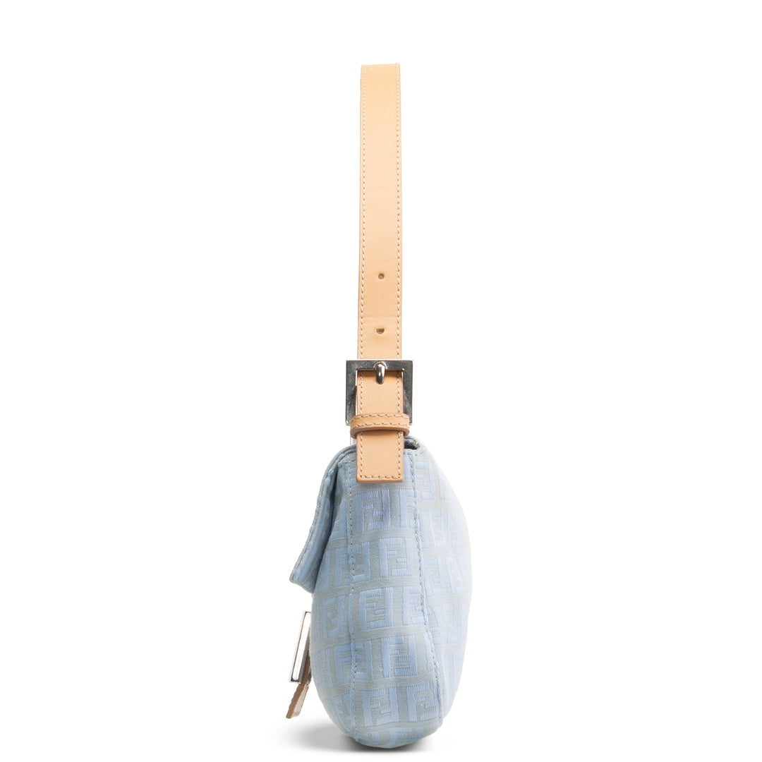 FENDI Baguette Zucchino Shoulder Bag - Baby Blue
