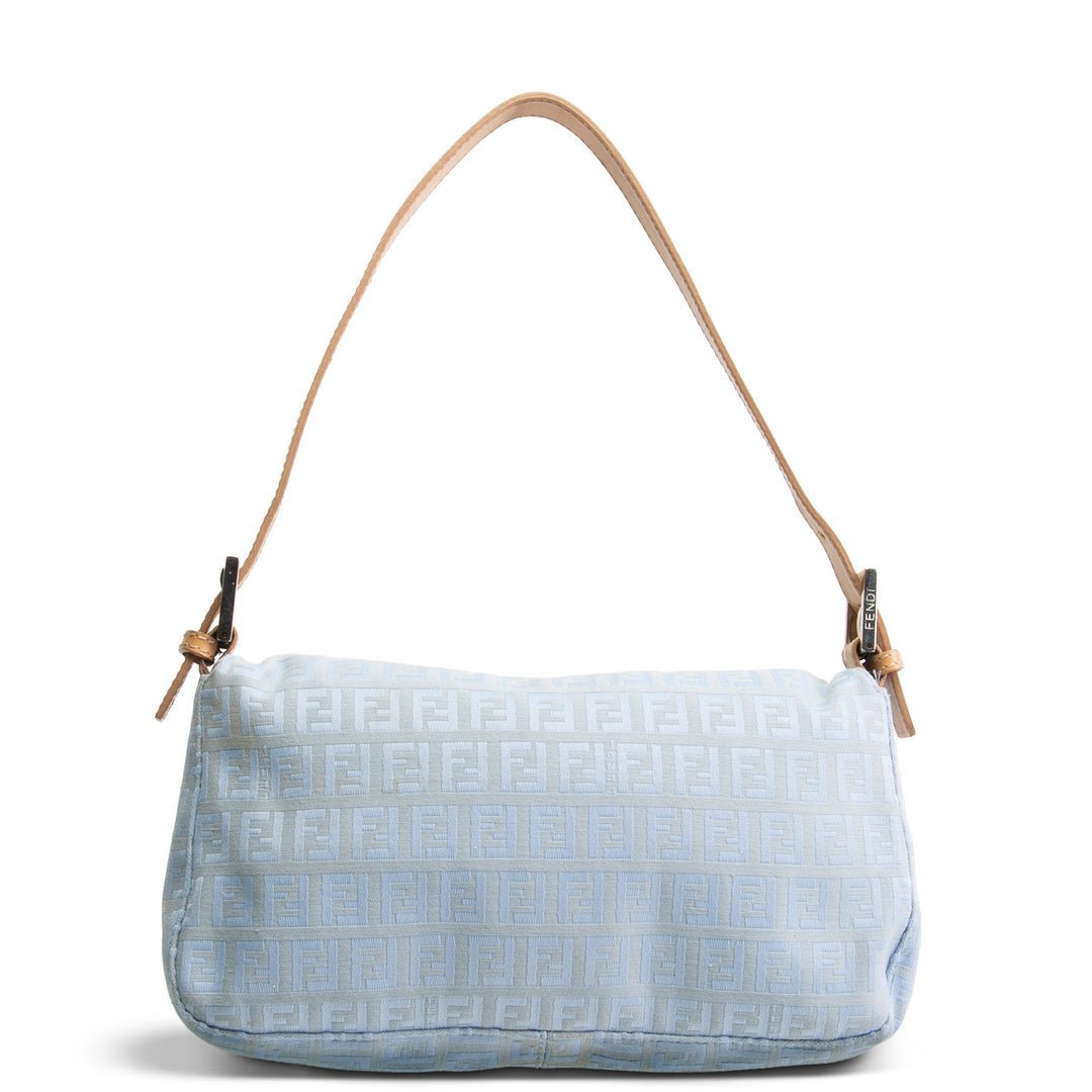 FENDI Baguette Zucchino Shoulder Bag - Baby Blue