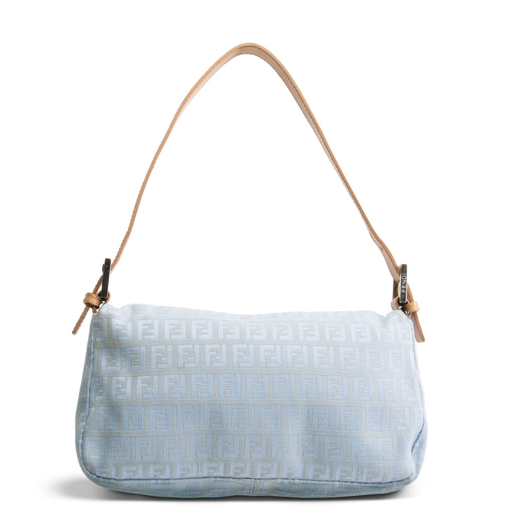 FENDI Baguette Zucchino Shoulder Bag - Baby Blue