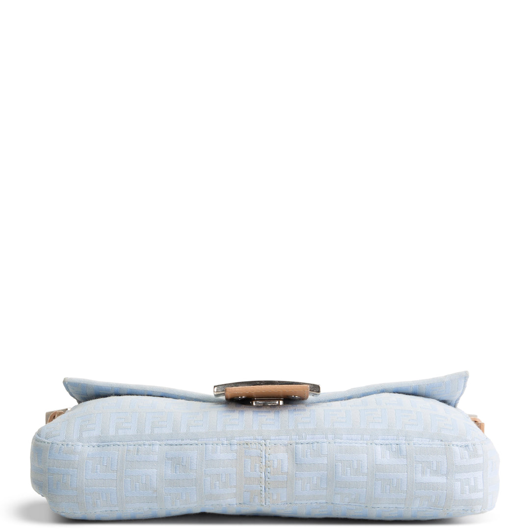 FENDI Baguette Zucchino Shoulder Bag - Baby Blue