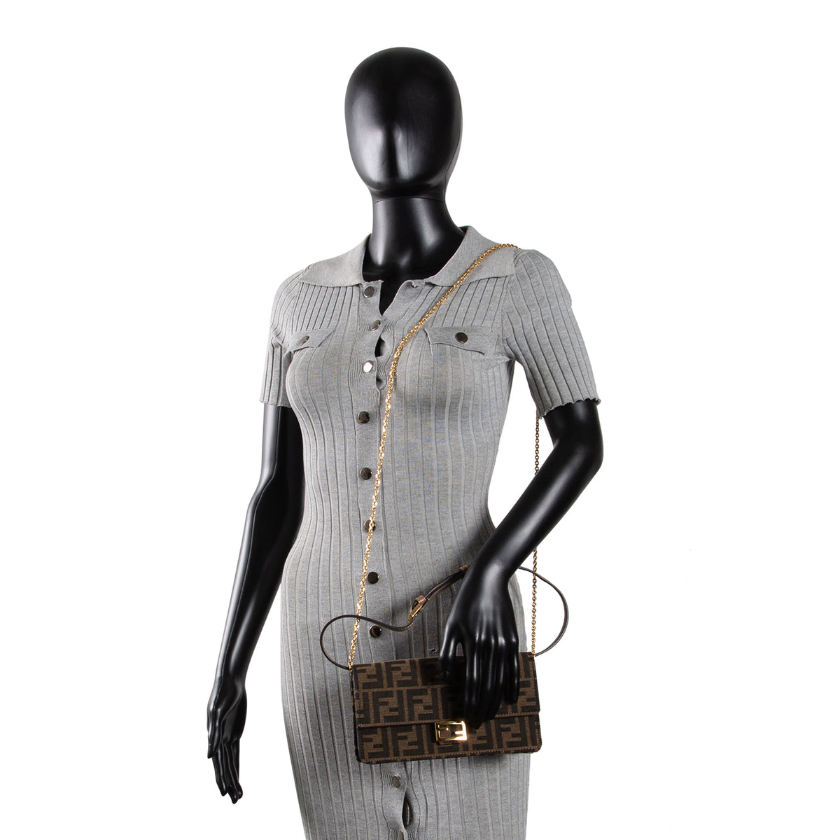 FENDI Zucca Wallet on Chain Baguette Shoulder Bag - Tobacco
