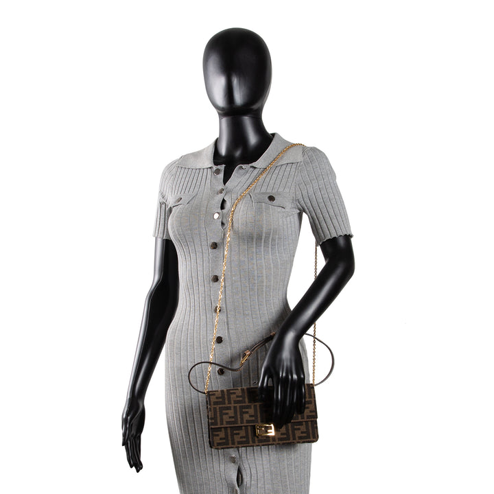 FENDI Zucca Wallet on Chain Baguette Shoulder Bag - Tobacco