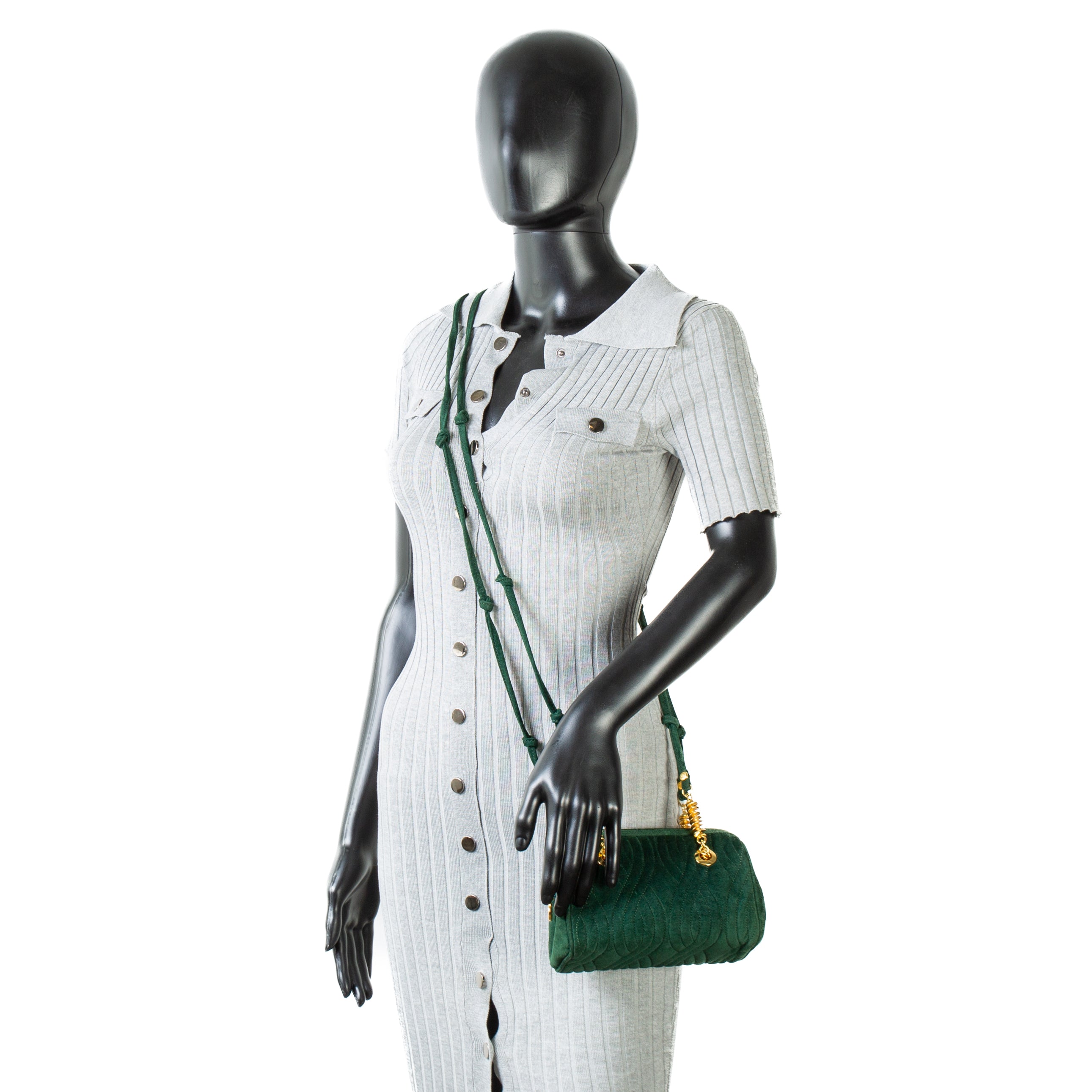 FENDI Vintage Spiral Pasta Suede Mini Bag Green OUTLET FINAL SALE ALB