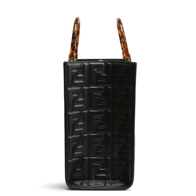 FENDI Medium Embossed Sunshine Tote - Black