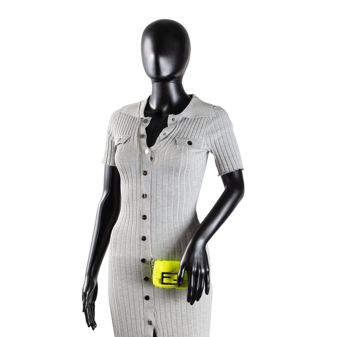 FENDI Sequin Nano Baguette Bag Charm - Neon Yellow