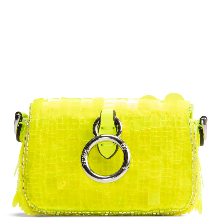 FENDI Sequin Nano Baguette Bag Charm - Neon Yellow