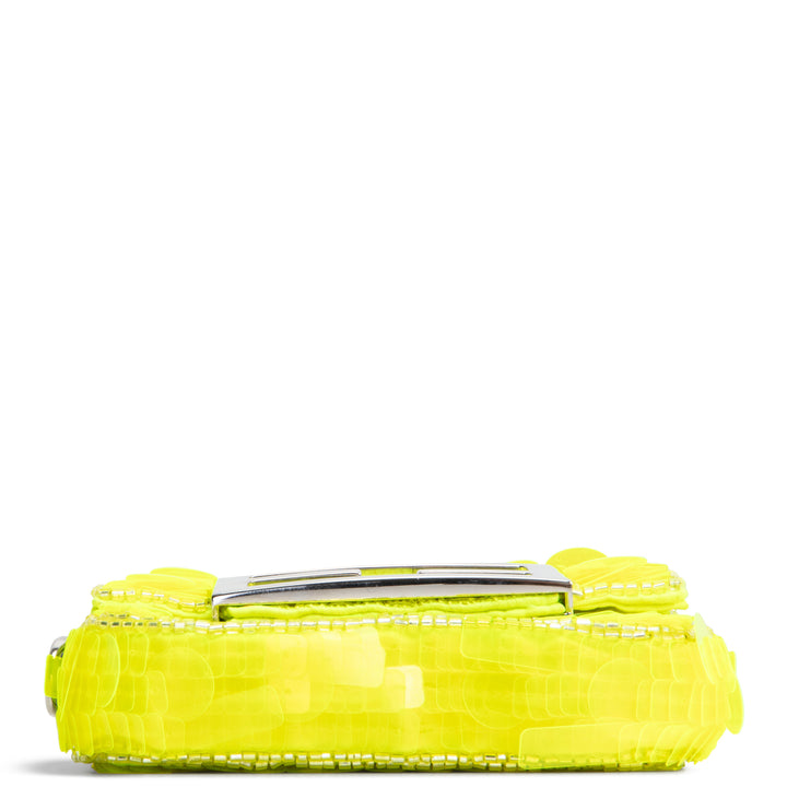 FENDI Sequin Nano Baguette Bag Charm - Neon Yellow