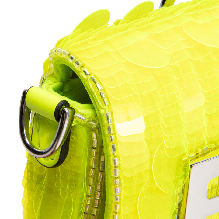 FENDI Sequin Nano Baguette Bag Charm - Neon Yellow