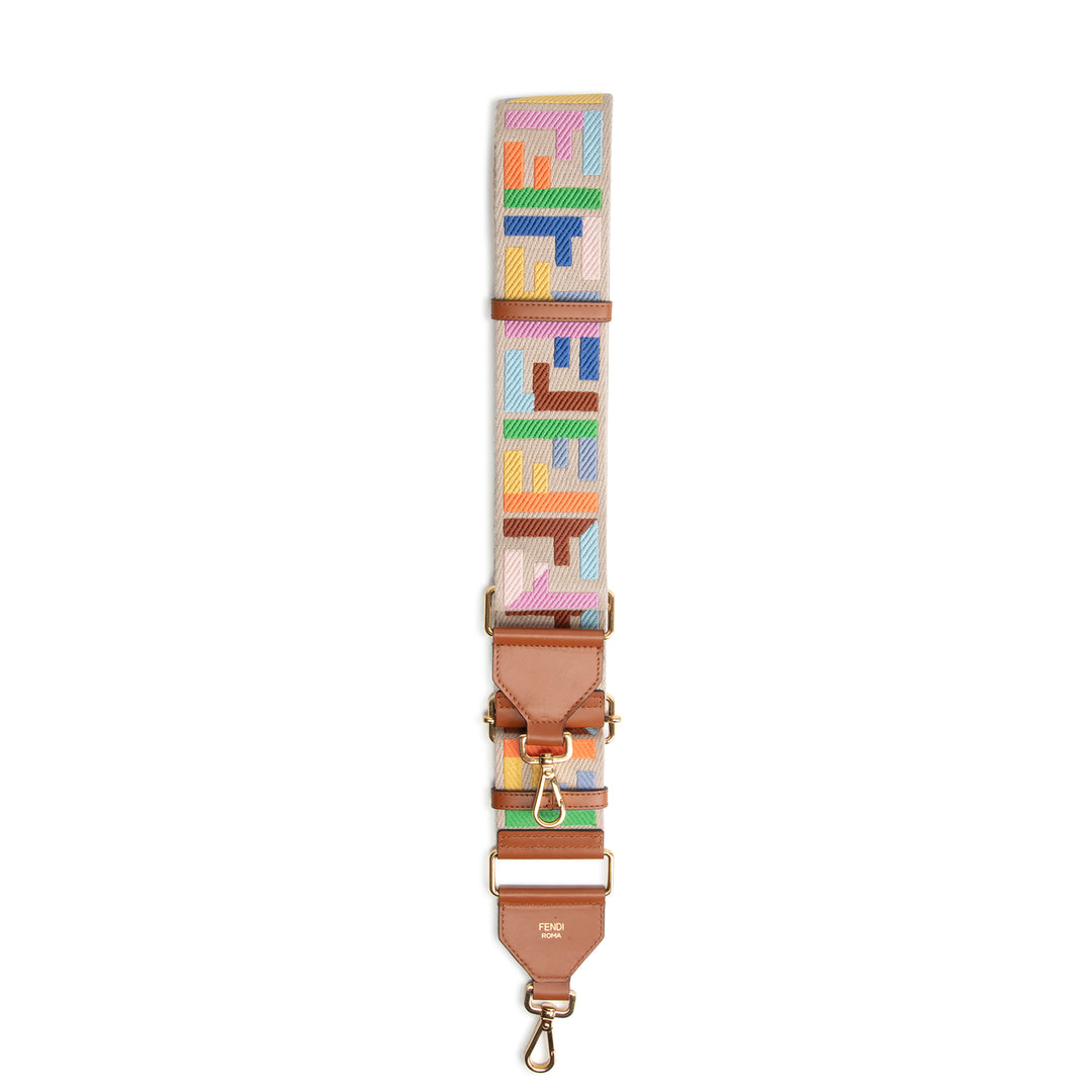 FENDI FF Strap You Canvas Cuoio Adjustable Strap - Multicolor