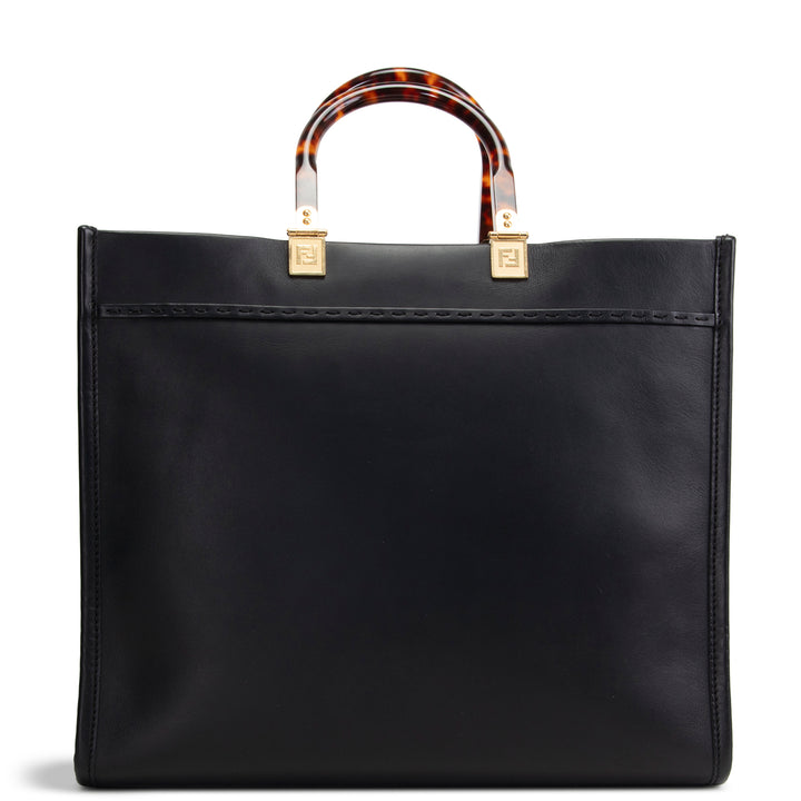 FENDI Leather Medium Sunshine Tote - Black