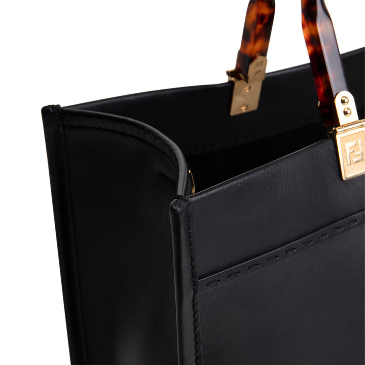 FENDI Leather Medium Sunshine Tote - Black