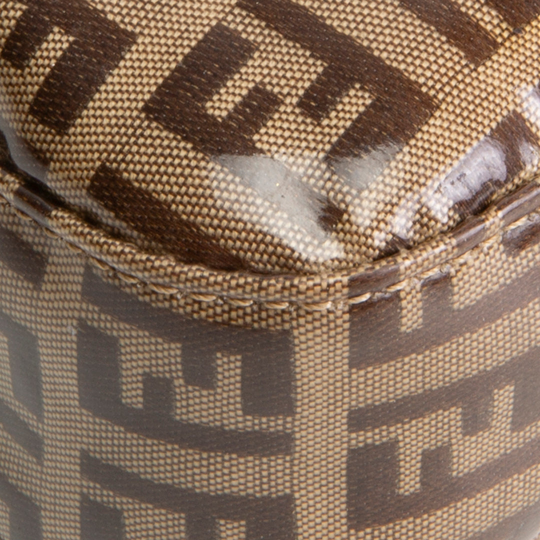 FENDI PVC Zucchino Baguette Shoulder Bag - Tobacco - OUTLET FINAL SALE