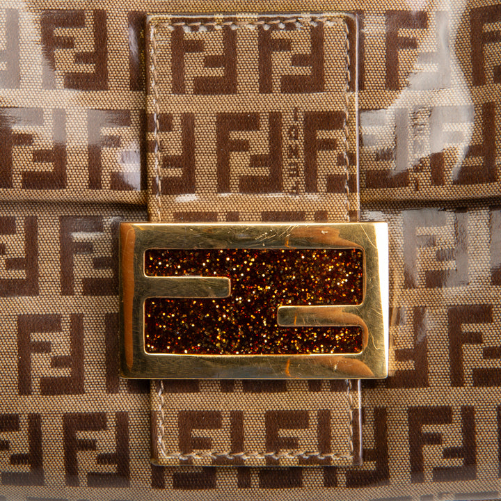 FENDI PVC Zucchino Baguette Shoulder Bag - Tobacco - OUTLET FINAL SALE