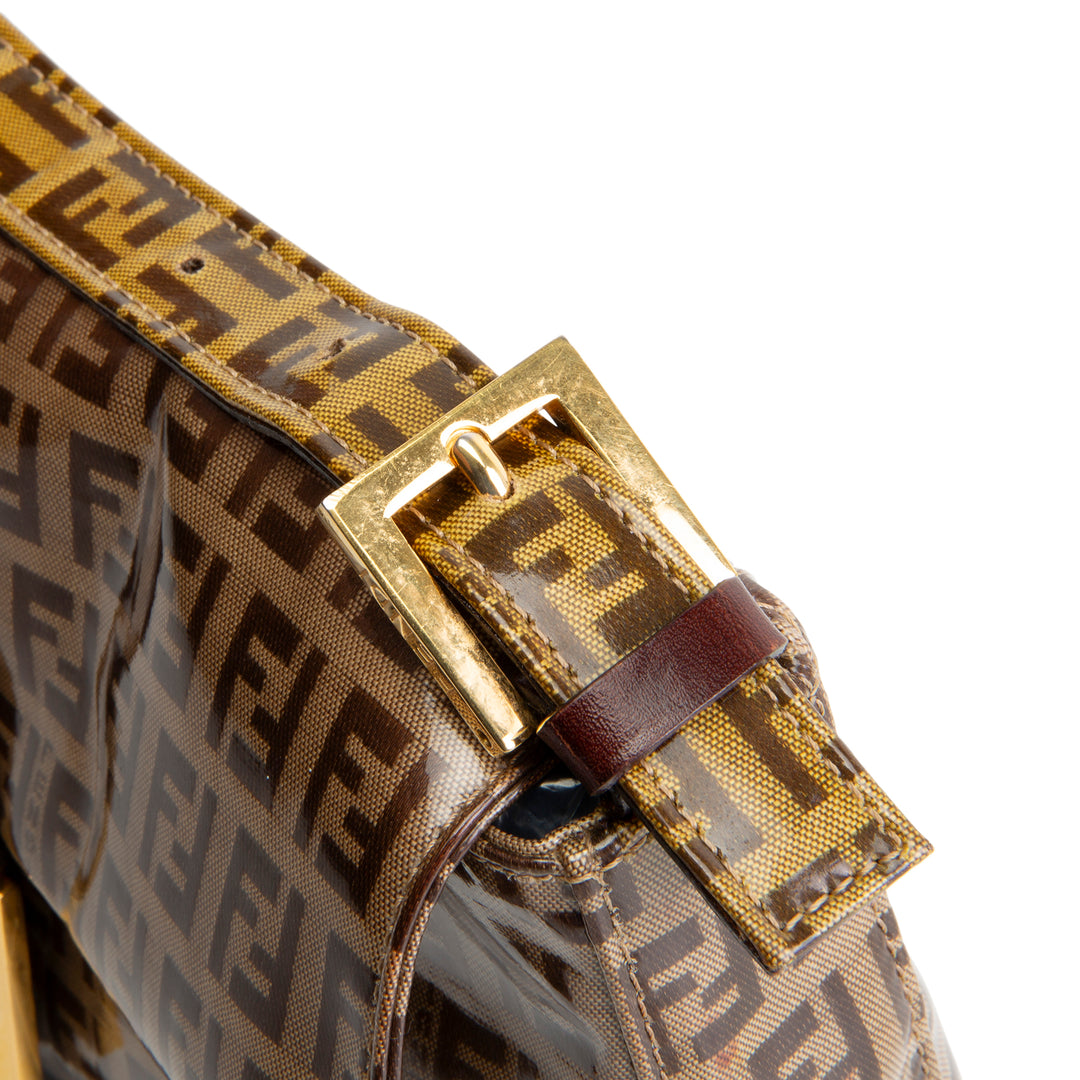 FENDI PVC Zucchino Baguette Shoulder Bag - Tobacco - OUTLET FINAL SALE