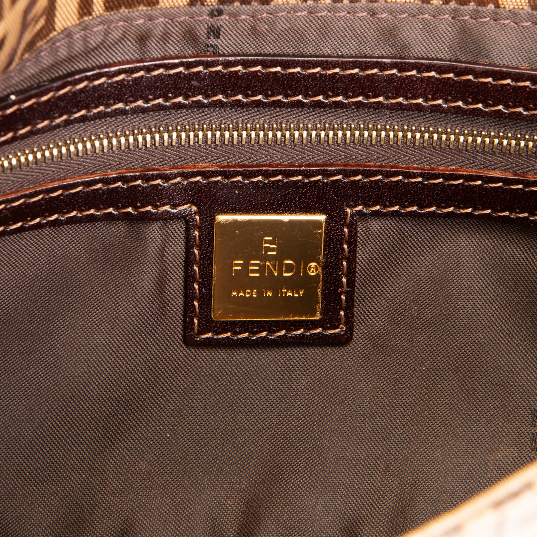 FENDI PVC Zucchino Baguette Shoulder Bag - Tobacco - OUTLET FINAL SALE