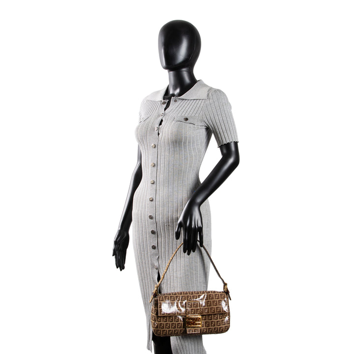 FENDI PVC Zucchino Baguette Shoulder Bag - Tobacco - OUTLET FINAL SALE