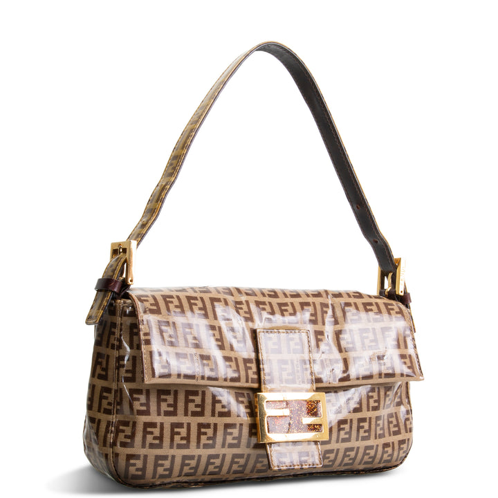 FENDI PVC Zucchino Baguette Shoulder Bag - Tobacco - OUTLET FINAL SALE