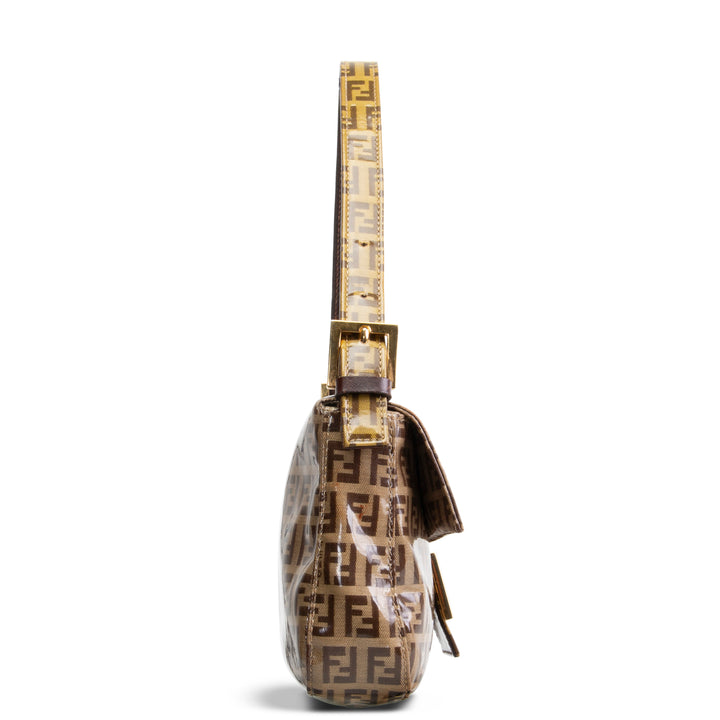 FENDI PVC Zucchino Baguette Shoulder Bag - Tobacco - OUTLET FINAL SALE