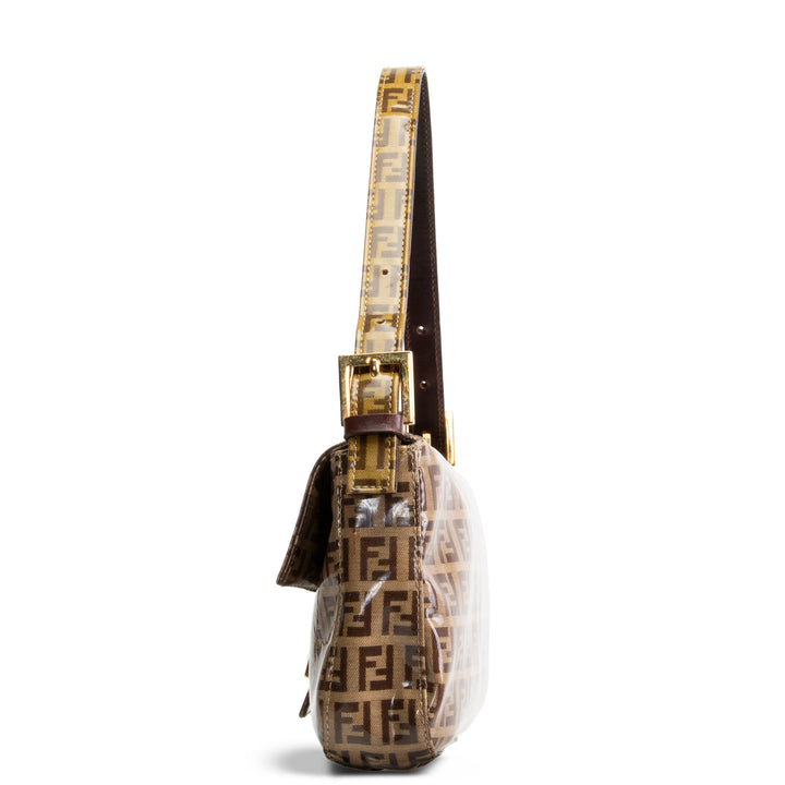 FENDI PVC Zucchino Baguette Shoulder Bag - Tobacco - OUTLET FINAL SALE