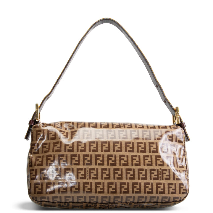 FENDI PVC Zucchino Baguette Shoulder Bag - Tobacco - OUTLET FINAL SALE
