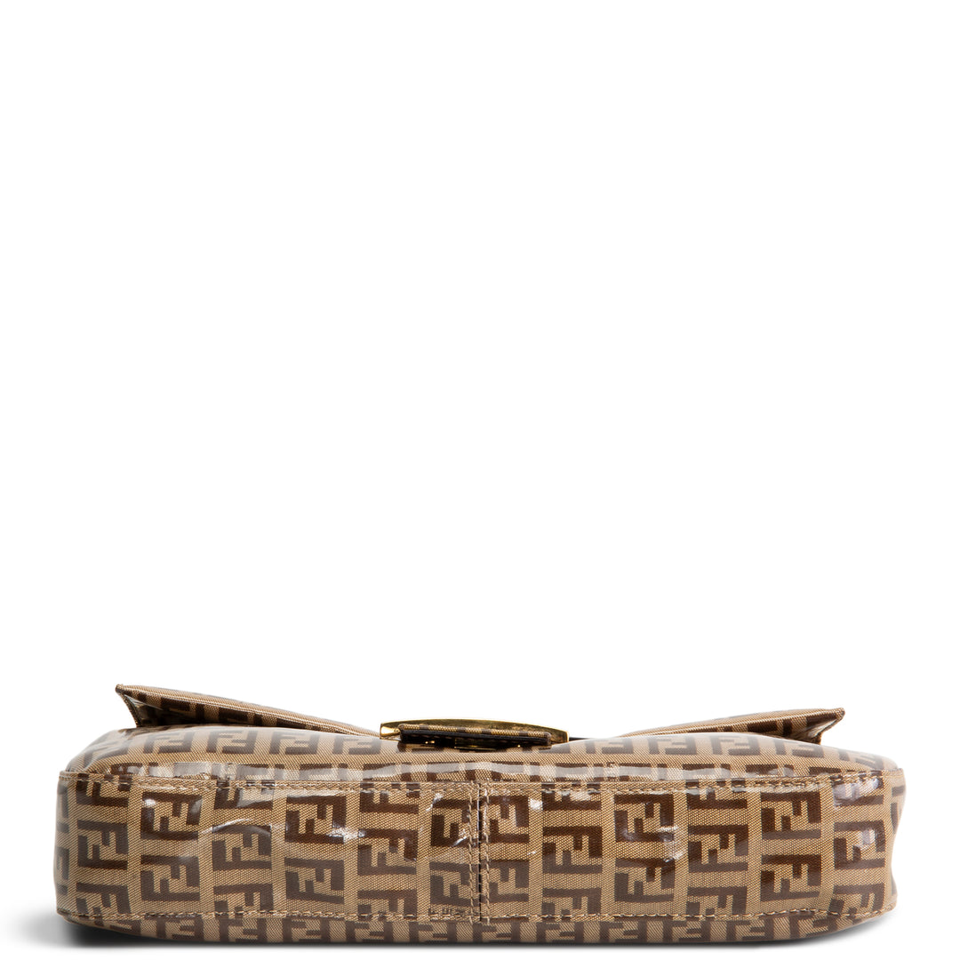FENDI PVC Zucchino Baguette Shoulder Bag - Tobacco - OUTLET FINAL SALE