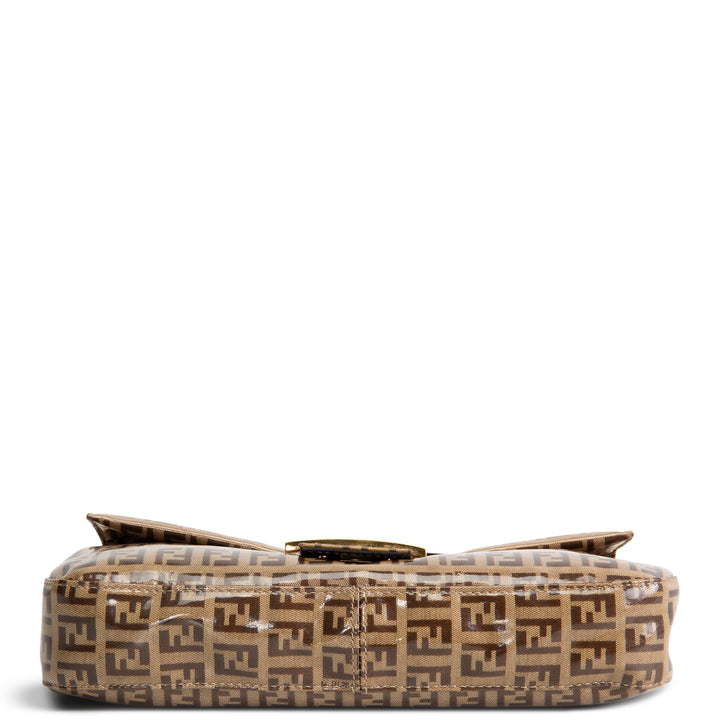 FENDI PVC Zucchino Baguette Shoulder Bag - Tobacco - OUTLET FINAL SALE