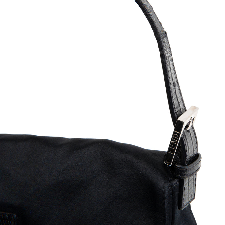 FENDI Satin Crystal Baguette - Black