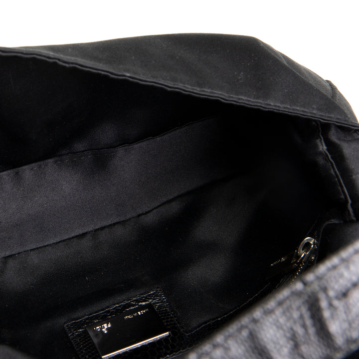 FENDI Satin Crystal Baguette - Black