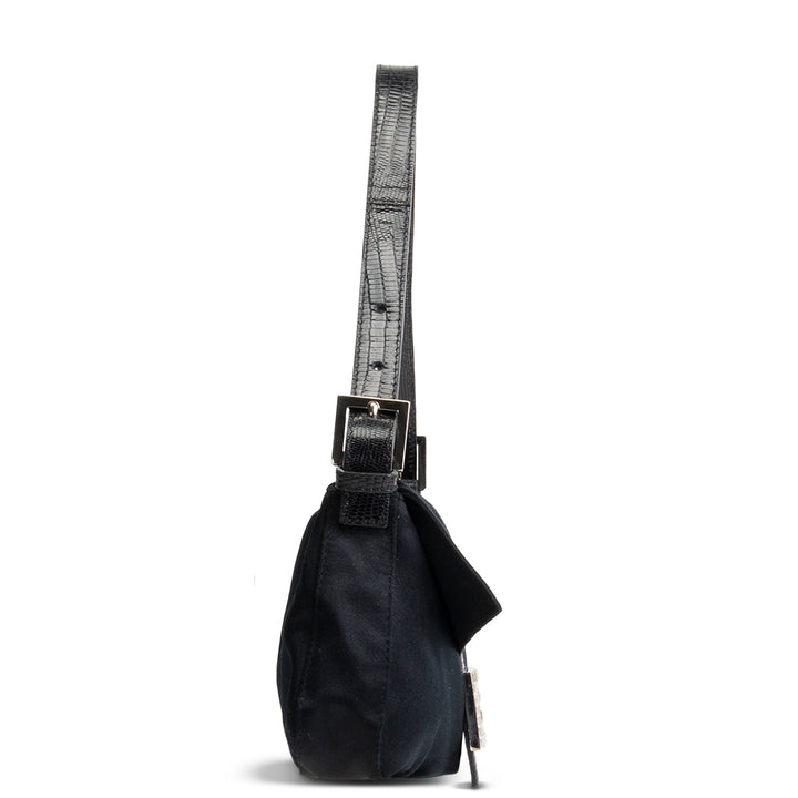 FENDI Satin Crystal Baguette - Black