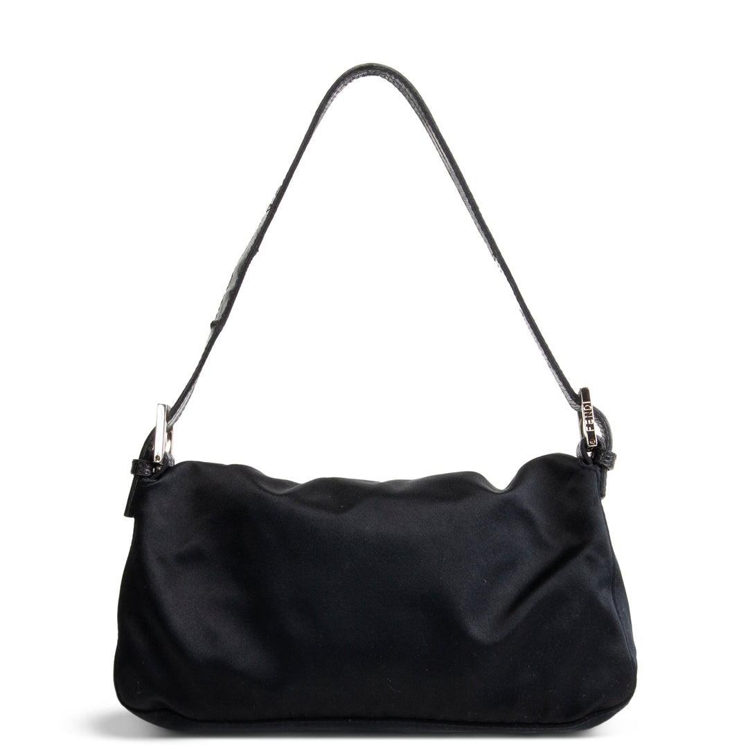 FENDI Satin Crystal Baguette - Black