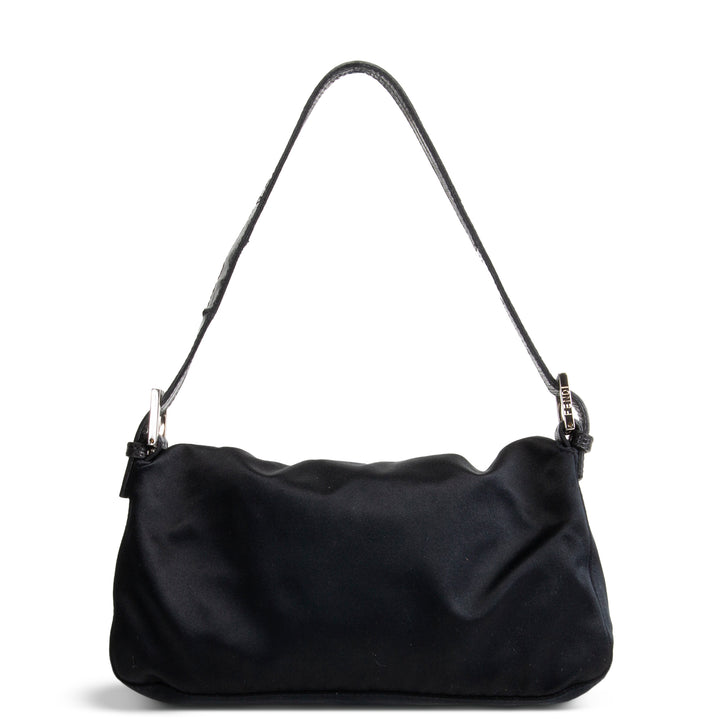 FENDI Satin Crystal Baguette - Black