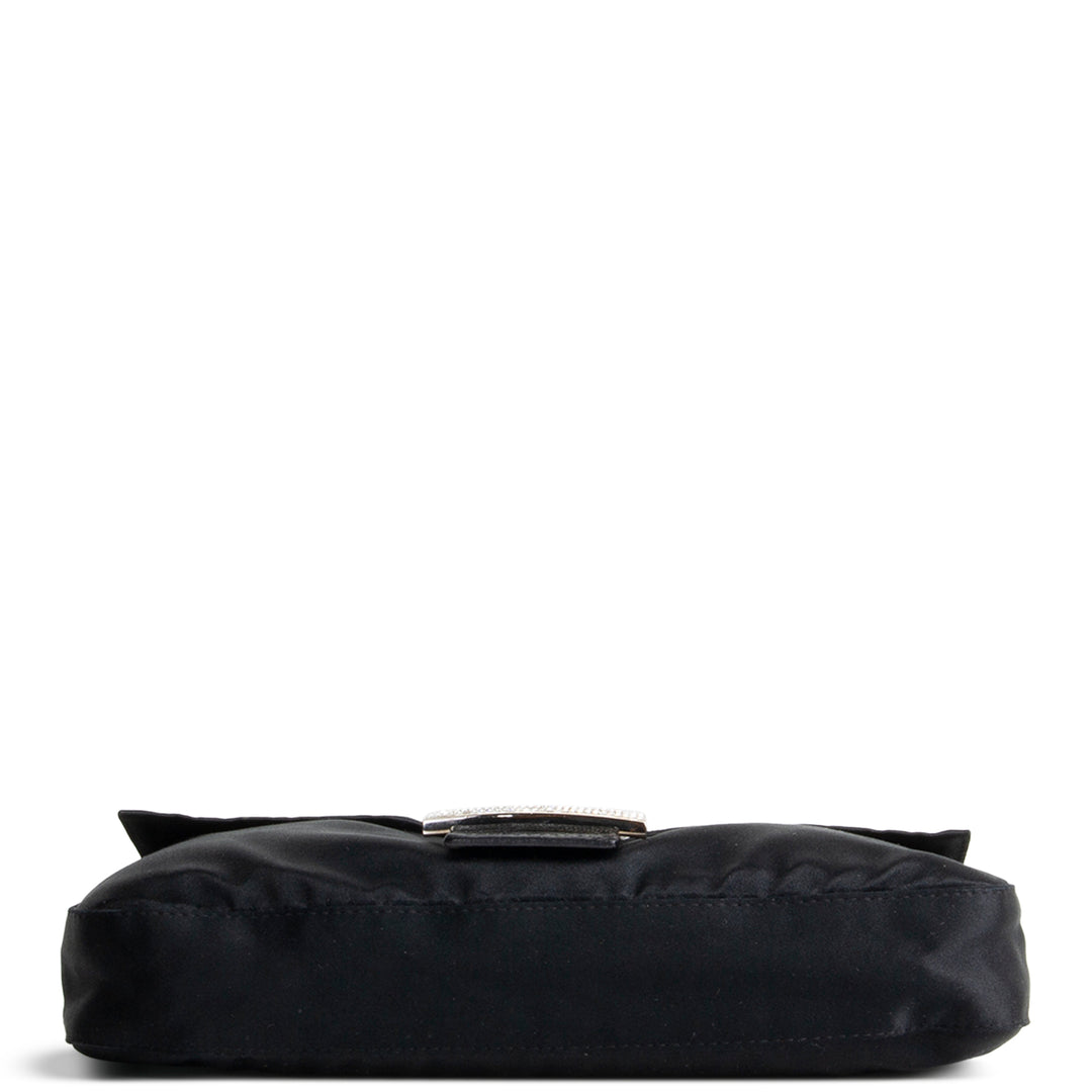 FENDI Satin Crystal Baguette - Black