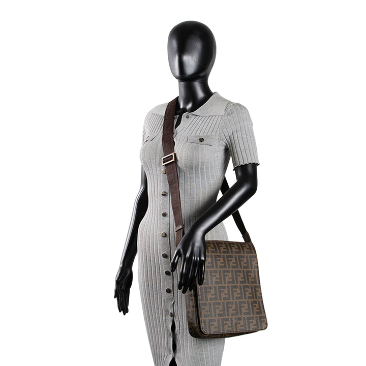 FENDI Zucca Crossbody Messenger Bag - Brown