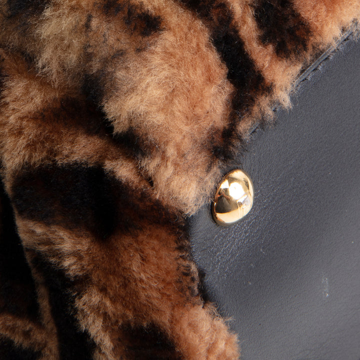 FENDI Medium Zucca Shearling Peekaboo Bag