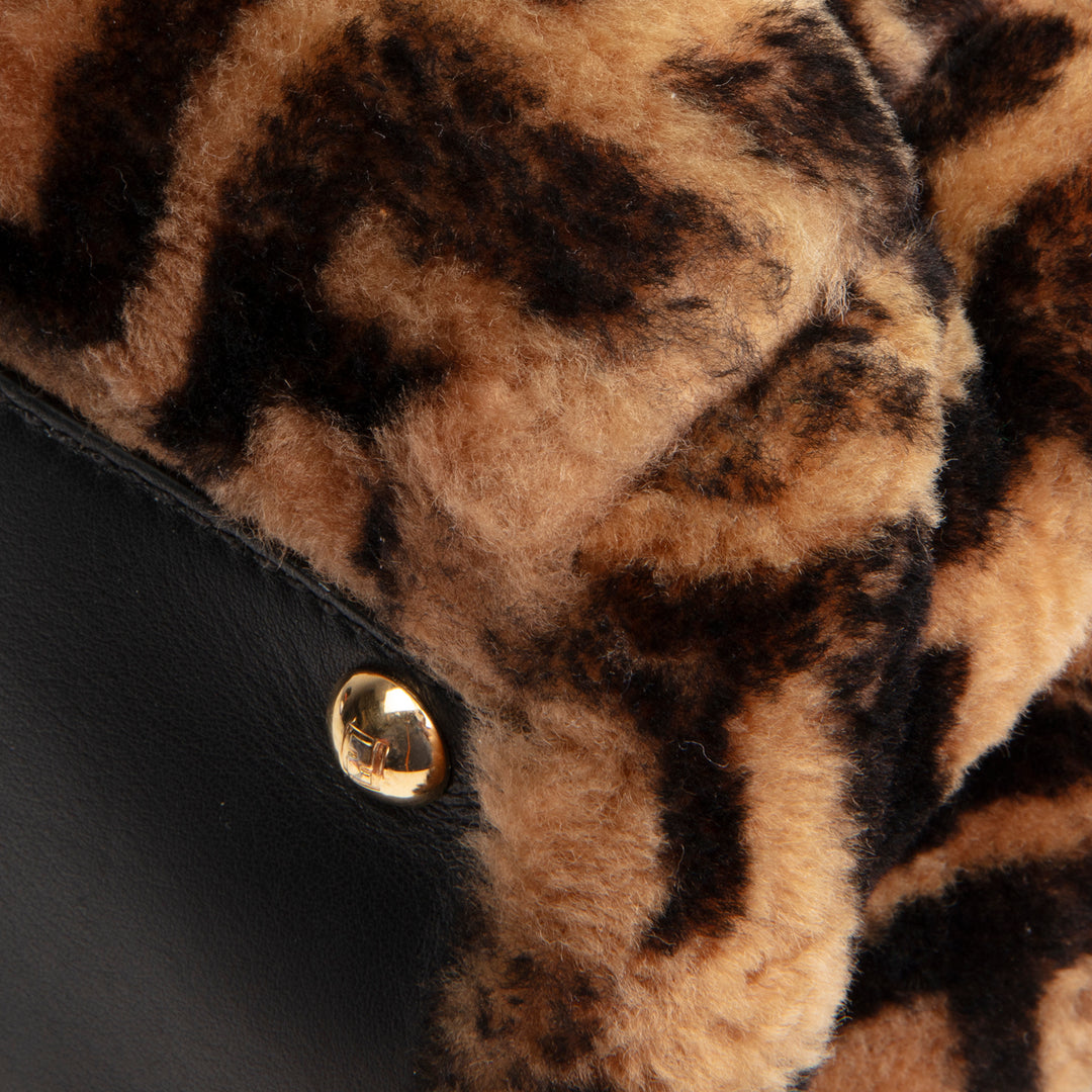 FENDI Medium Zucca Shearling Peekaboo Bag