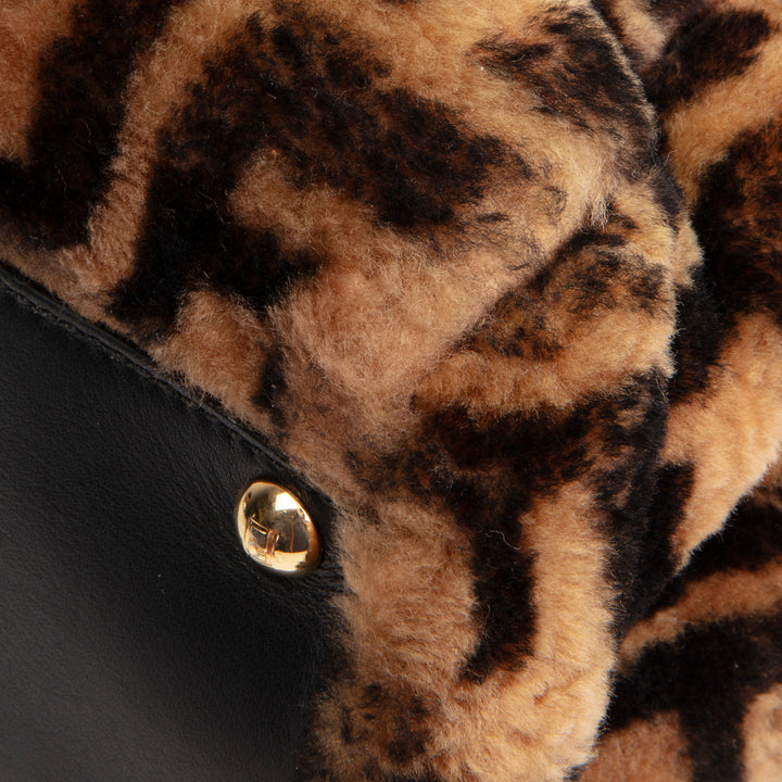 FENDI Medium Zucca Shearling Peekaboo Bag