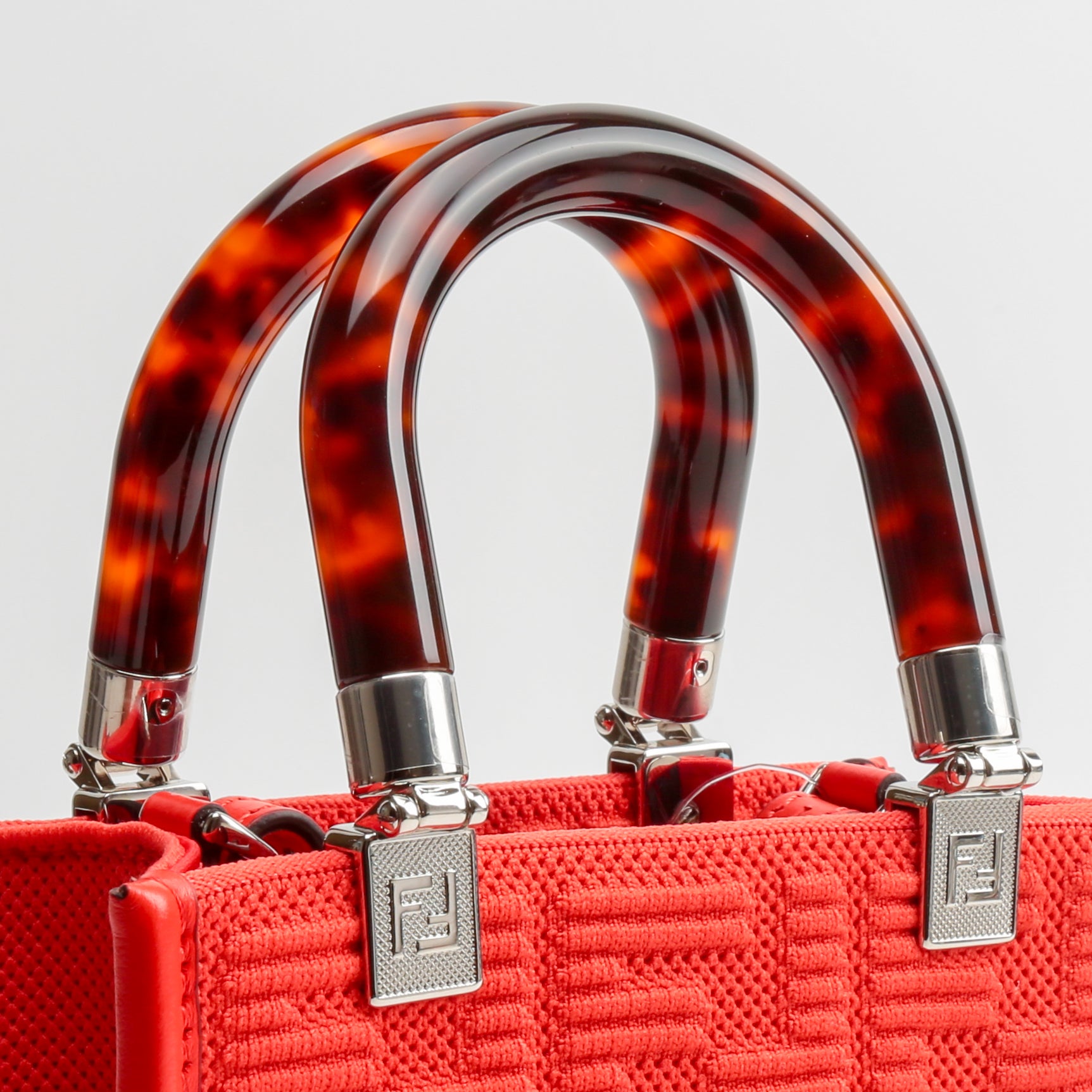 Red outlet nylon Fendi tote