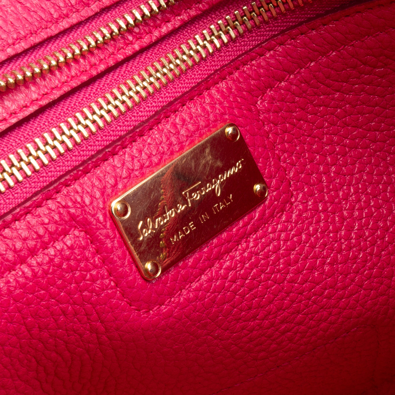 FERRAGAMO Pebbled Leather Amy Small Tote - Pink - OUTLET FINAL SALE